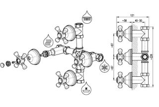 Смеситель для душа Rav Slezak Morava Retro MK586KZ золото